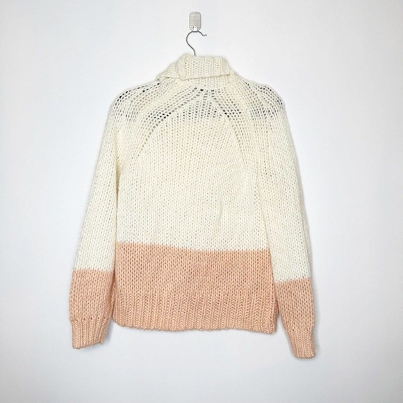 NWOT Reiss Hettie Chunky Knit Roll Neck Color Block Wool Blend Sweater M $275 - Picture 4 of 7